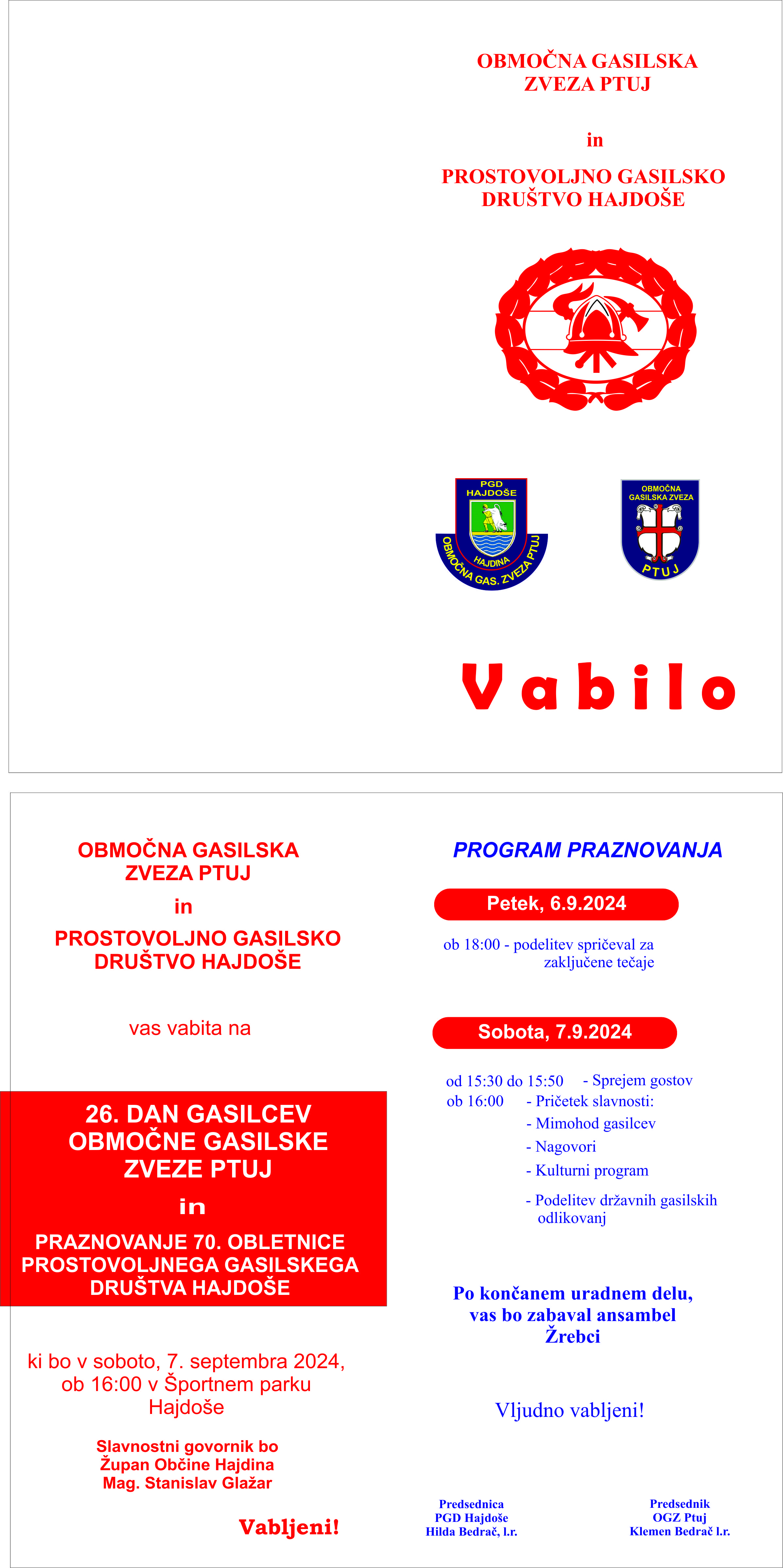 Vabilo - dan gasilca